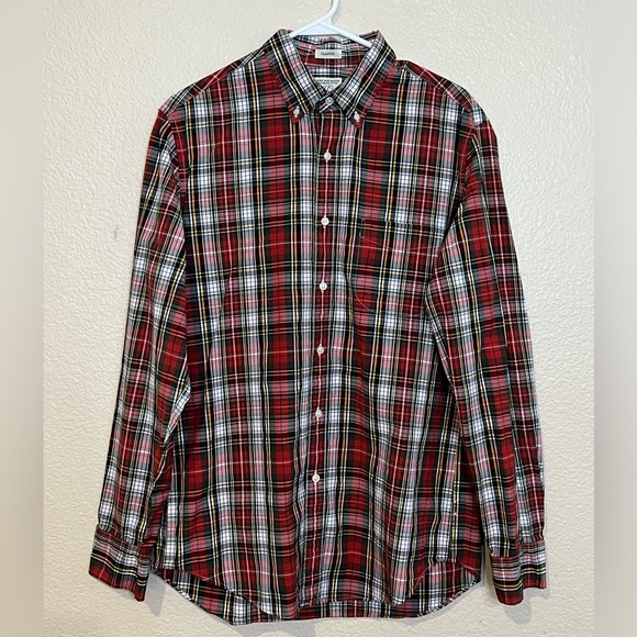 J. Crew Mens Stretch Secret Wash Chili Plaid Organic Cotton Classic Fit Medium - Picture 2 of 14